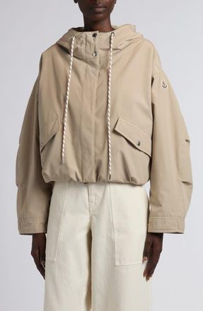 Moncler Eucalyptus Hooded Down Jacket in Neutral at Nordstrom, Size 3