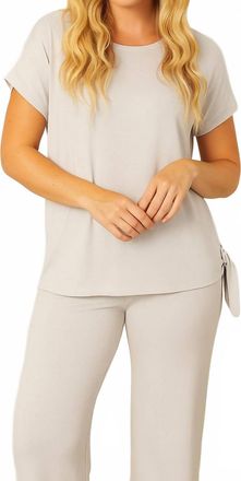French Kyss Short Sleeve Side Tie Detail Top In Slate