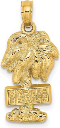 Diamond2Deal 14k Yellow Gold MYRTLE BEACH Palm Tree Charm Pendant