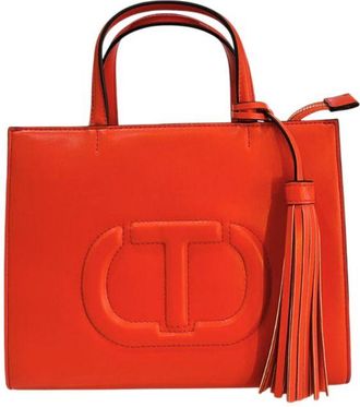 Twinset Orange Faux Leather Women Womens Handbag
