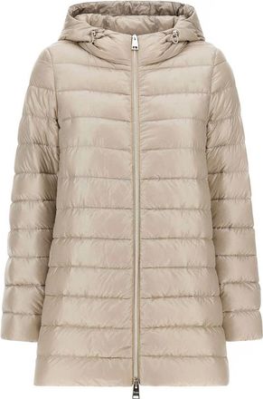 Herno Beige Resort A-Shape Nylon Jas - Dames - Gewatteerde jassen - Beige - S - Nylon - Jassen