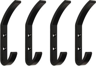 Emuca Emuca - Lote De 4 Colgadores De Pared Nelson, Aluminio, Pintado Negro