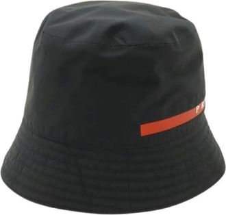 Prada Pre-owned Accessories, male, Black, Size: ONE SIZE Pre-owned Sport Polyester Bucket Hat