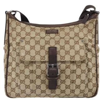 Gucci Pre-owned Cross Body Bags, female, Beige, Size: ONE SIZE Pre-owned Canvas Crossbody Bag