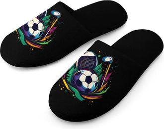 Generic Golf Soccer Ball Tennis Warm Mens Slippers Slip On Soft Fleece House Shoes Winter Indoor Outdoor
