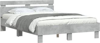 vidaXL Bed Frame with led without Mattress Concrete Grey 120x190 cm Small Double Vidaxl
