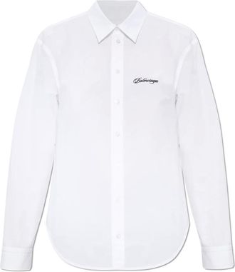 Balenciaga Shirts, female, White, Size: 2XS Shirt with embroidered logo