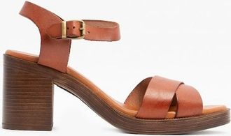 Hush Puppies Womens Hush Puppies GEORGIA Womens Leather Sandals Tan - Brown - Size: 5