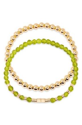 Brook & York Makenna Set of 2 Birthstone Beaded Stretch Bracelets in Gold at Nordstrom Rack