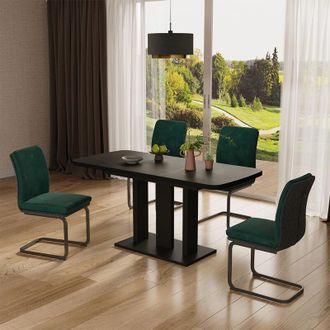 Vicco tavolo da pranzo allungabile Fenaro, Nero, 120 x 80 cm 2 parti, Vicco
