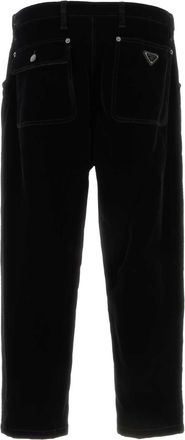 Prada Mens Velvet Denim Trousers Black Cotton Viscose Elastane