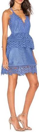 Self Portrait Cornflower Blue Lace Trim Mini Dress Size XS