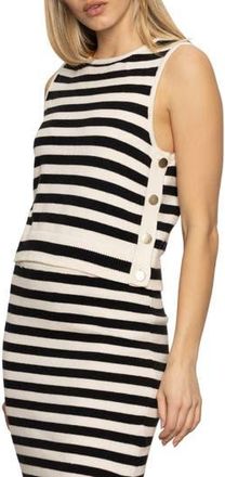 Sanctuary City Summer Button Trim Sweater Tank in Natural/Black at Nordstrom Rack, Size Xx-Large