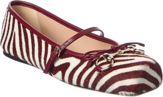 Gucci Horsebit Haircalf & Leather Ballet Flat