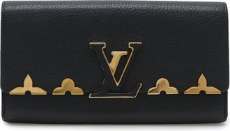 Louis Vuitton Black Noir Leather Long Wallet (Bi-Fold) (Pre-Owned)