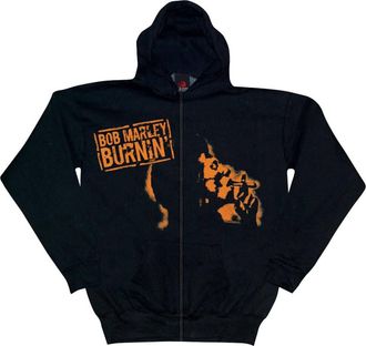 Bob Marley Mens Burnin Zip Up Lightweight Hoodie In Black