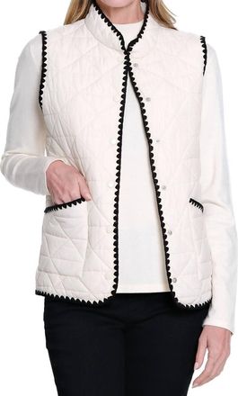 Multiples Quilted Woven Vest In Crimson Tide/black