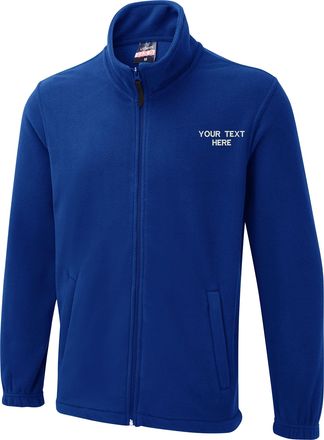 Generic Personalised Embroidered Your Text UX5 Jacket, Full Zip Any Text Name Fleece Jacket XS to 4XL (M, Royal)