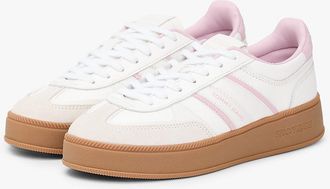 Tommy Hilfiger Womens Tommy Jeans Leather Flatform Sneaker - Ecru / Hawaii Orchid - US 9 / EU 40