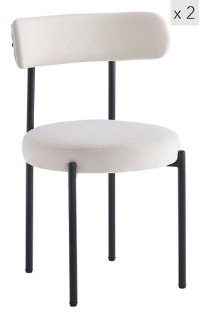 Nordlys Set of 2 Scandinavian Metal Dining Room Chairs in Beige