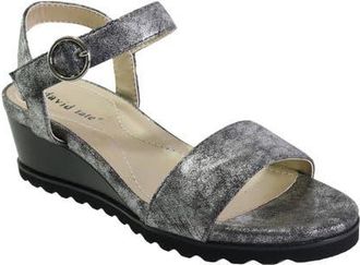 David Tate Knockout Ankle Strap Wedge Sandal in Pewter at Nordstrom, Size 12