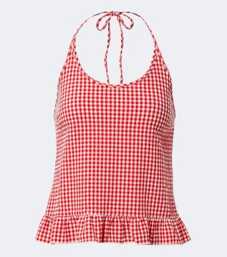 Montce Swim Brooklyn gingham halterneck top