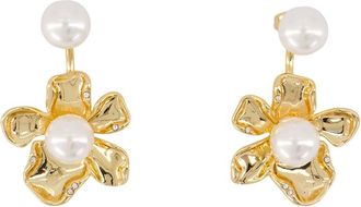 Self Portrait Womens Flower Pearl Jacket Earrings Self Portrait Metal Gold Jewelry-Watches