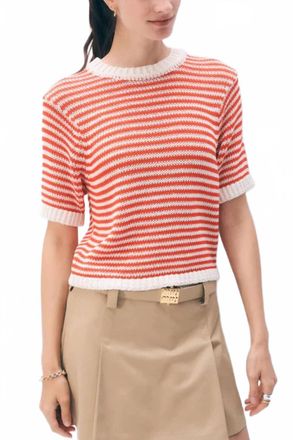 White + Warren Luxe Organic Cotton T Shirt In Ecru/sunset Orange