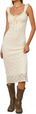 Dress Forum Breeze & Blossom Flutter Ruffled Midi Dress In Cream