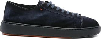 Santoni Blauwe Su&egrave;de Sneaker - Heren - Sneakers - Blauw - 45 EU - Su&egrave;de - Schoenen