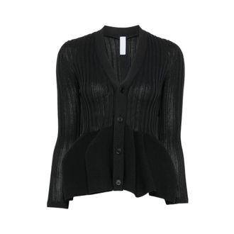 CFCL Cfcl, Truien & Vesten, Dames, Zwart, S, Polyester, Pottery Peplum Rib Cardigan