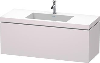 Duravit Lavabo Para Muebles Duravit L-cube C-bonded Con Base, Colgante, 120x48 Cm, 1 Extra&iacute;ble, Sin Rebosadero, 1 Agujero Para Grifo, Color: Blanco Lila Seda 