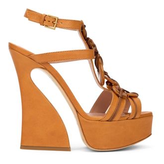Alberta Ferretti Alberta Ferretti, High Heel Sandals, female, Brown, Size: 6 US Wedge Sandal with Platform