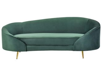 Beliani Beliani - Divano A 3 Posti Velluto Curvo Stile Glamour Verde Smeraldo E Oro Savar