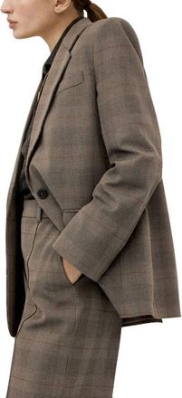 Mango Check Print One-Button Blazer in Brown at Nordstrom, Size Xx-Large