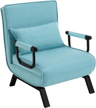 Woltu Poltrona Letto Singolo con con Schienale Regolabile in 5 Posizioni Regolabile, Blu - Woltu