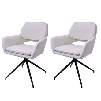 Hhg Hhg - Nunca Usado] Juego De 2 Sillas De Comedor 638, Silla De Cocina, Giratoria Con Retorno Autom&aacute;tico, Tejido Boucl&eacute; (540 G/m&sup2;) Oeko-tex, Crema