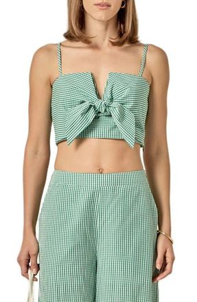 English Factory Check Tied Crop Tank in Kelly Green at Nordstrom, Size X-Small