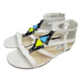 Jimmy Choo London Embellished Flat Sandals Size 38.5