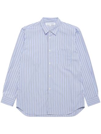 Comme Des Gar&ccedil;ons Vertical Striped Button-Up Shirt with Classic Collar
