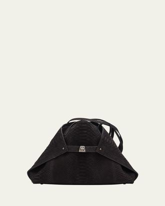 Akris Ai Small Snakeskin Suede Shoulder Bag