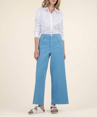 Kut from the Kloth Womens Ash High Rise Wide Leg Pants In Amalfi Blue