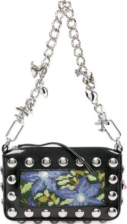 Chopova Lowena Fillie schoudertas met bloemdetail en studs - Zwart