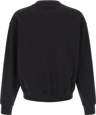 Palm Angels Neck Logo Brushed Cotton Sweatshirt - Black