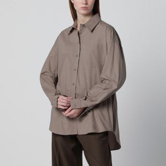 Frankie Shop Taupe Ornella asymmetric shirt