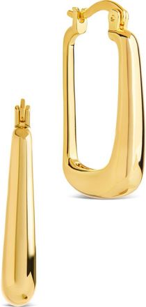 Sterling Forever Eliette Polished Rectangular Hoop Earrings in Gold at Nordstrom Rack