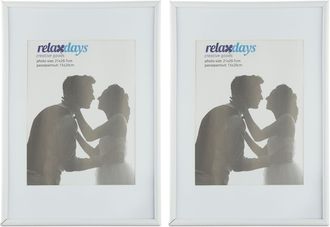 Relaxdays Relaxdays - Set 10 Marcos Fotos Cl&aacute;sicos, Fotograf&iacute;as 20 X 30 Cm Y 15 X 20 Cm, Portarretratos Sobremesa O Pared, Pl&aacute;stico, Blanco