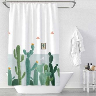 OEM Cortina De Ducha Con Estampado De Cactus, Resistente Al Moho E Impermeable, 180 X 180 Cm - Crezuo