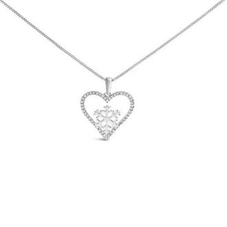 House of Brilliance 925 Sterling Silver 1/10ct TDW Diamond Heart Pendant Necklace 18 at Nordstrom