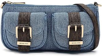 Michael Kors Zoe Small Convertible Pouchette Womens Handbags New Horizon : SM, Leather/Polyester